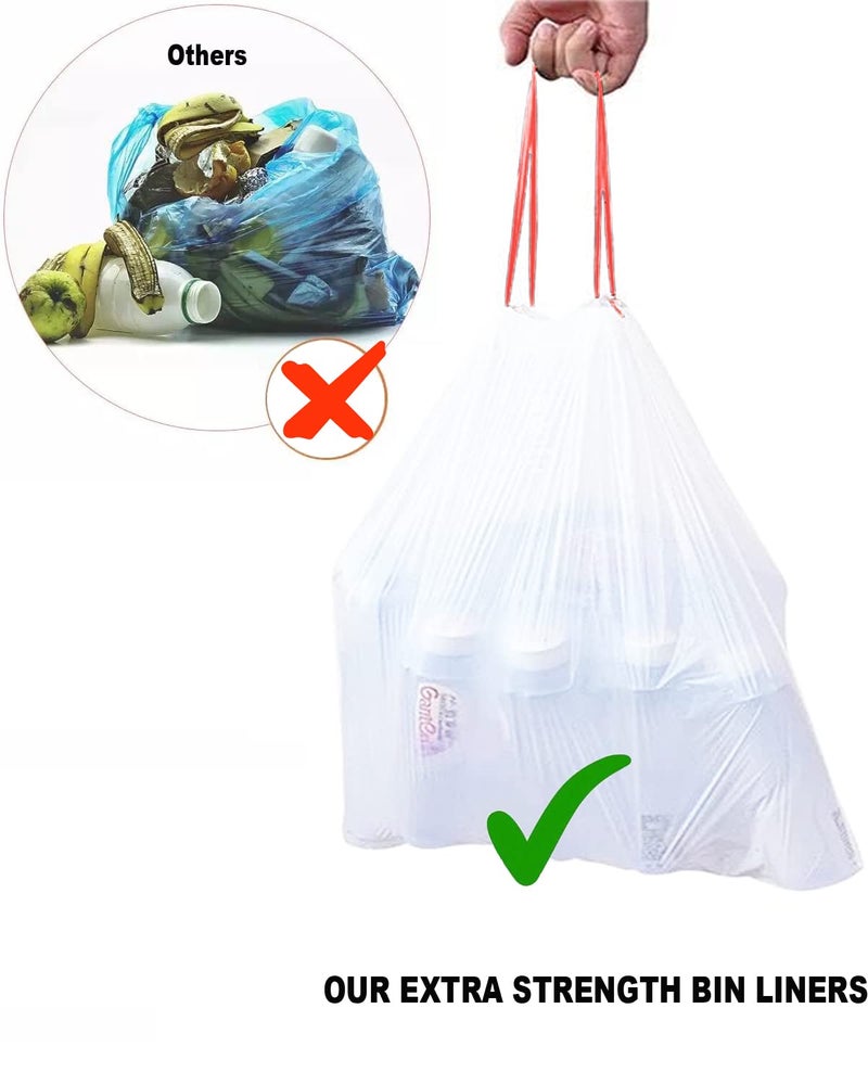 BEIDOU-PAC Trash Bags 2.6 Gallon Drawstring, 100 Count, Multifold Roll Garbage Bags, Small Kitchen Trash Bags, Odorless & Extra Thick White Plastic Food Scrap Bag for Home Office Bathroom Kitchen Bins - Image 5